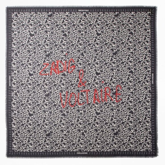 NWT - Zadig & Voltaire Ivy Coeurs Scarf SJAF0807F✨ - Picture 2 of 6